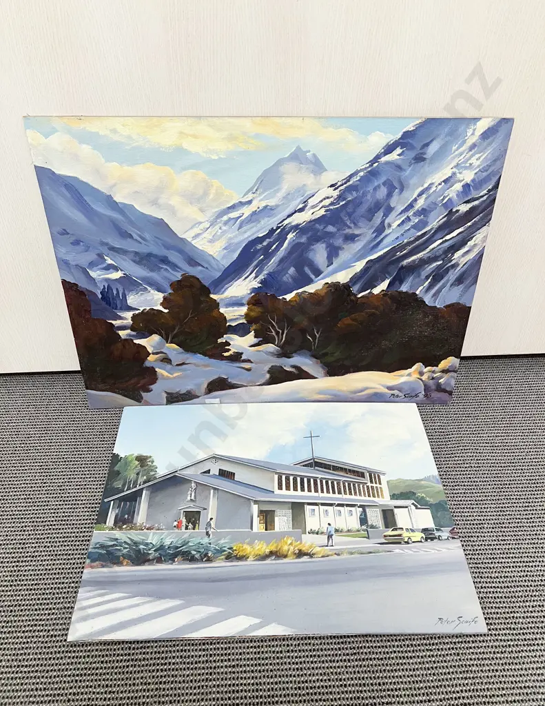 Two Unframed Oils on Board by Peter Scaife Image 1++