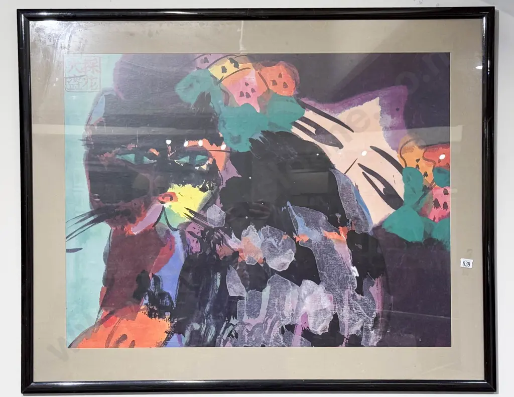 Walasse Ting - "Black Cat" - Framed Print Image 1++