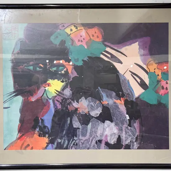 Walasse Ting - "Black Cat" - Framed Print