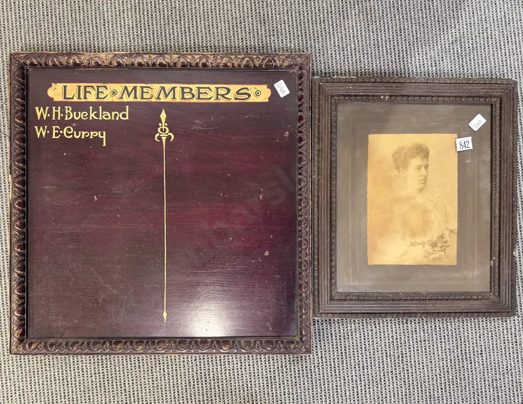 Vintage Life Members Board together with Vintage H. I. Gill Dunedin Portrait Photograph Image 1++