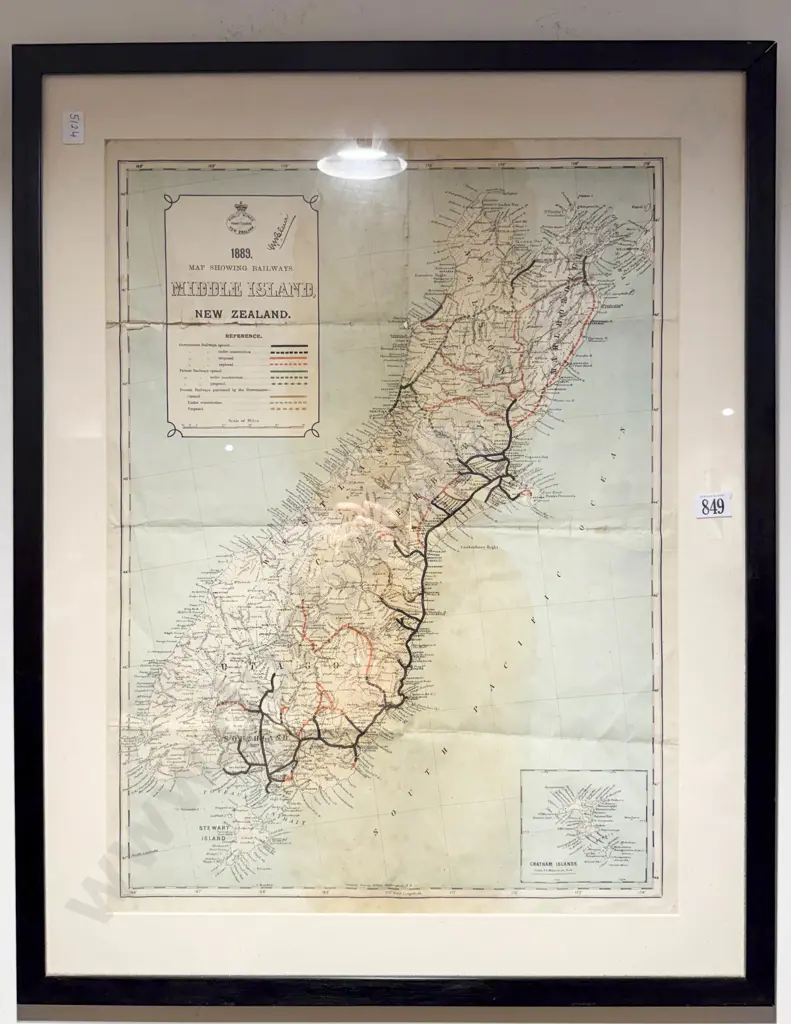 NZ Public Works Map Showing Railways - Middle Island Image 1++