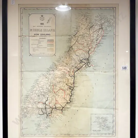 NZ Public Works Map Showing Railways - Middle Island