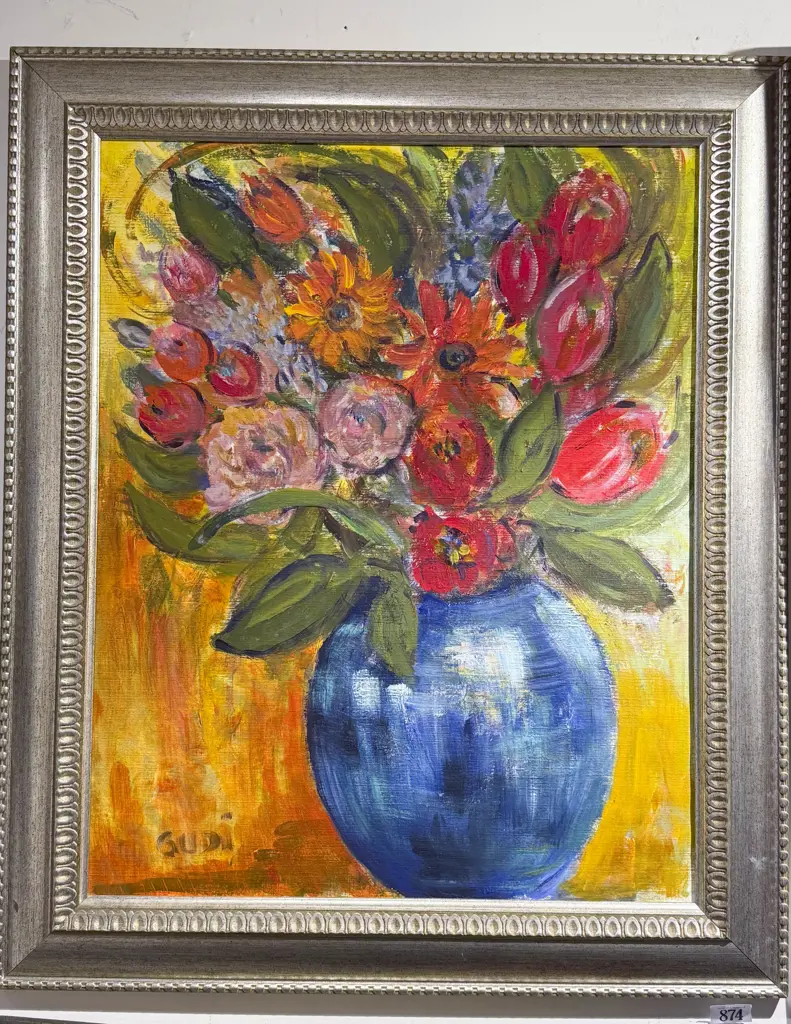 Gudi Green - "Floral Burst" - Acrylic on Board Image 1++