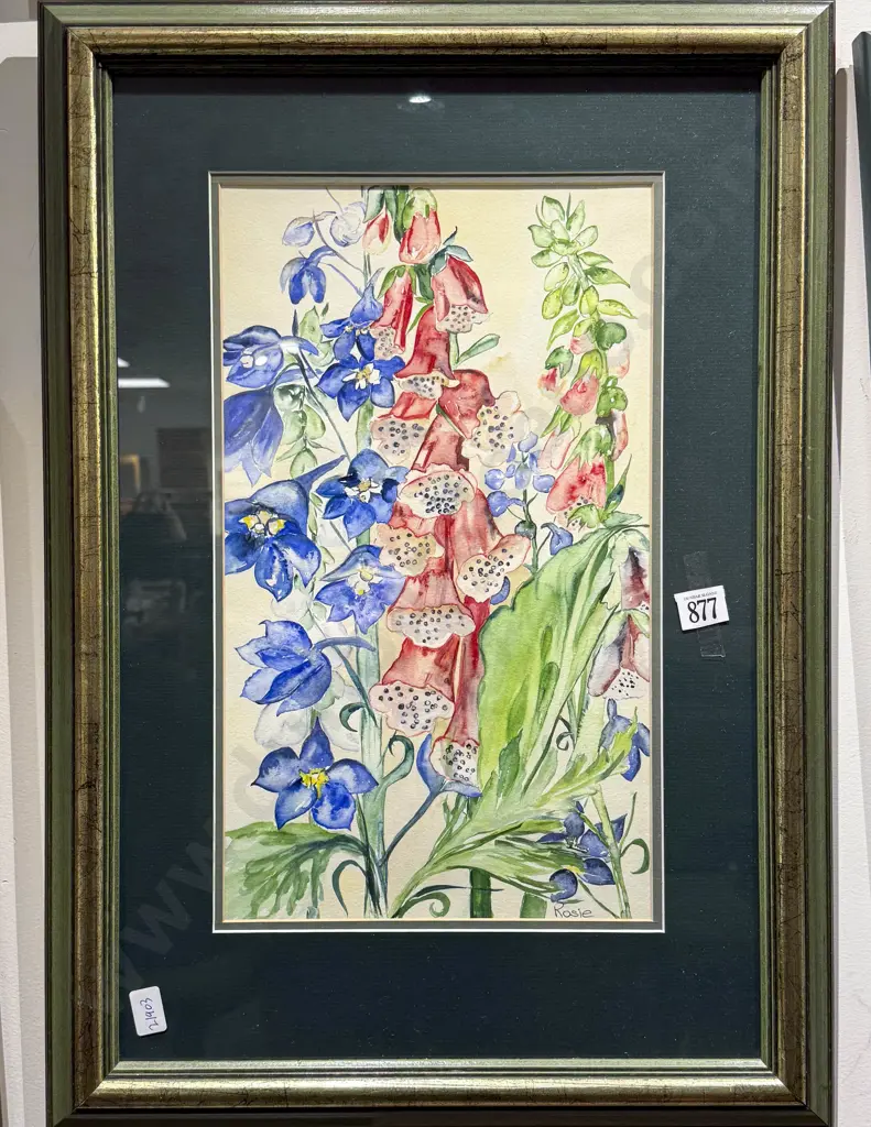 Signed Rosie - Floral Still Life - Watercolour Image 1++