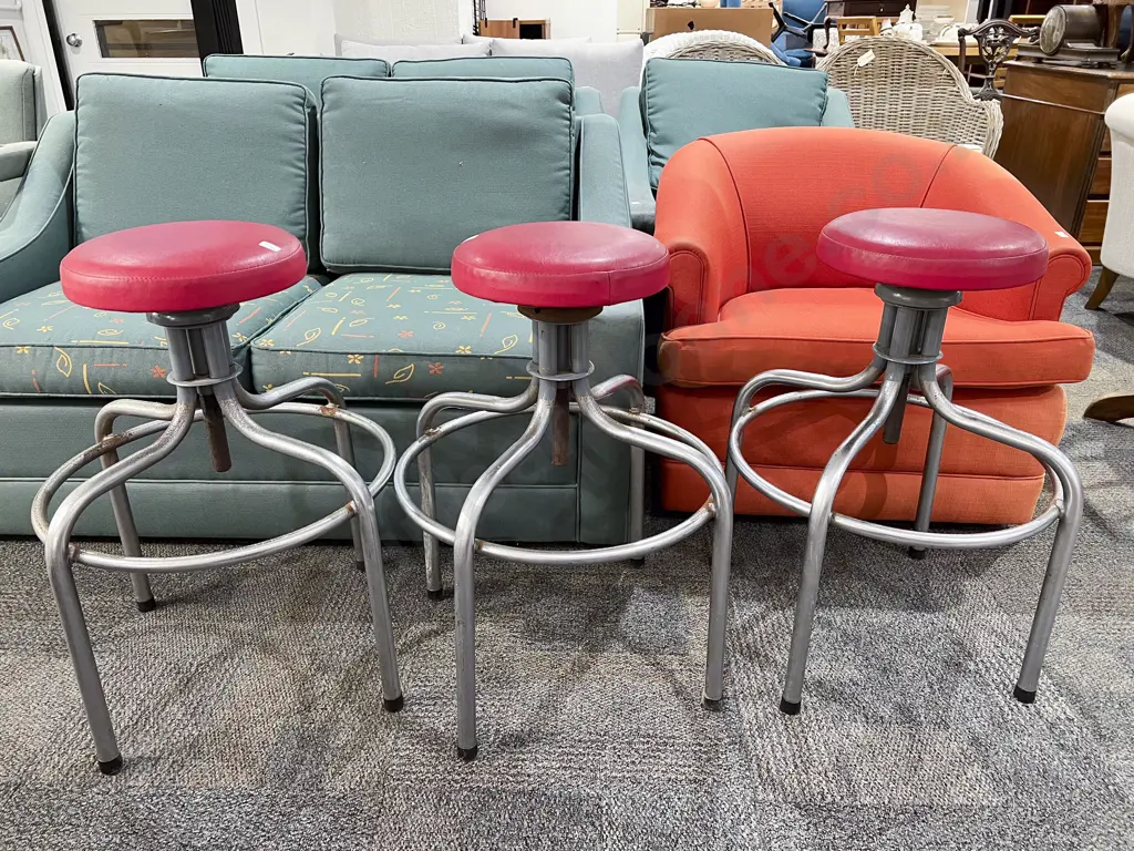 Set of Three Swivel Bar Stools Image 1++