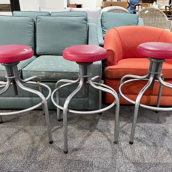 Set of Three Swivel Bar Stools
