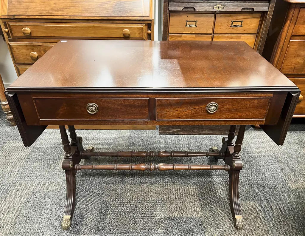 Reproduction Mahogany Dropside Hall Table Image 1++