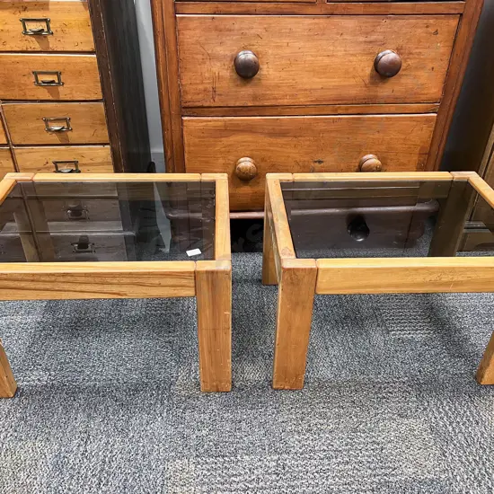 Pair of Glass Topped Occasional Tables