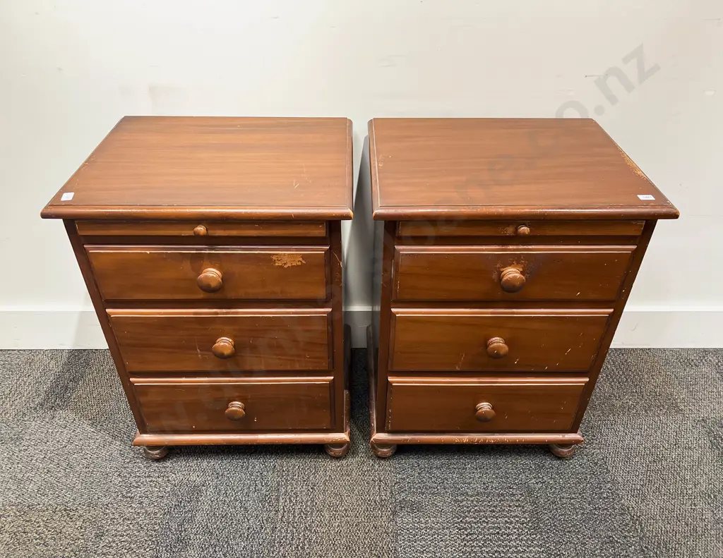Pair of Three Drawer Bedside Tables Image 1++