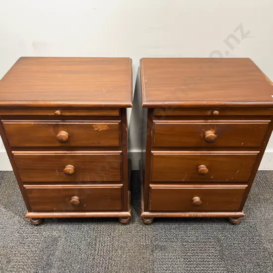 Pair of Three Drawer Bedside Tables