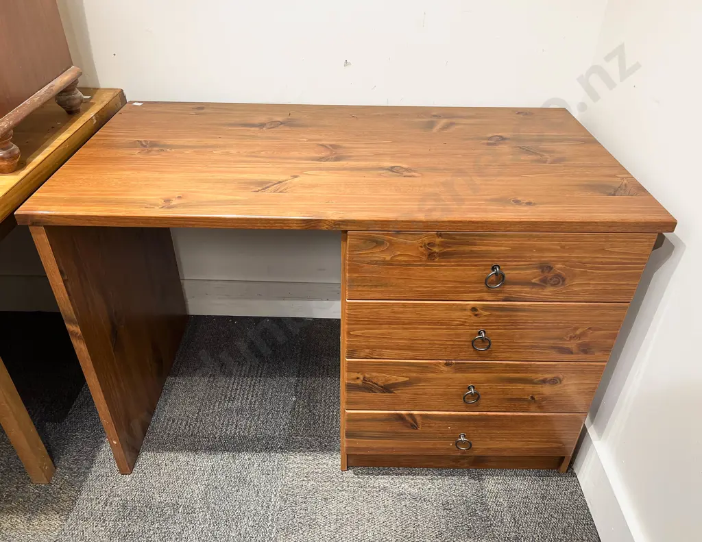 Modern Kneehole Desk with Four Drawers to One Side Image 1++