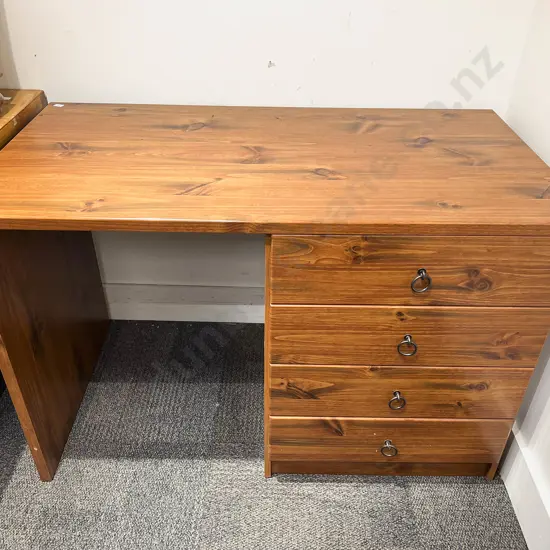 Modern Kneehole Desk with Four Drawers to One Side