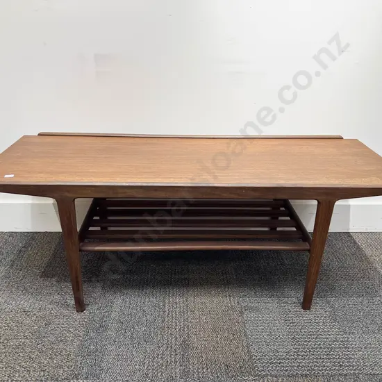 Mid Century Mahogany Coffee Table with Slatted Under Tier