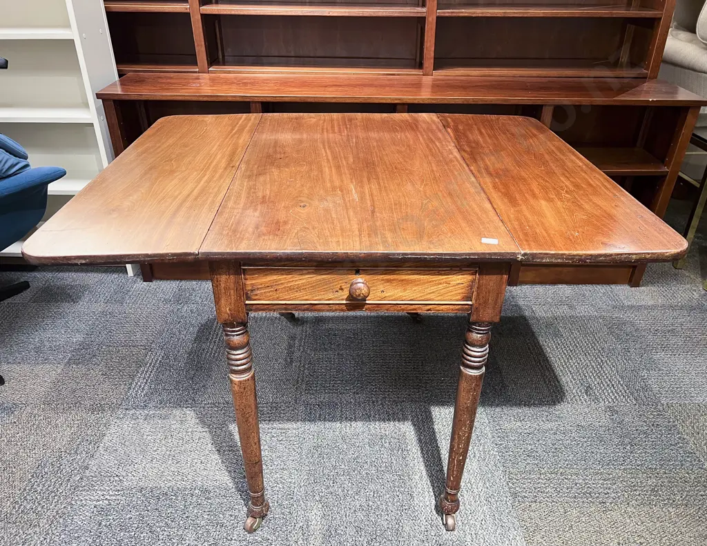 Victorian Mahogany Dropside Single Drawer Table Image 1++
