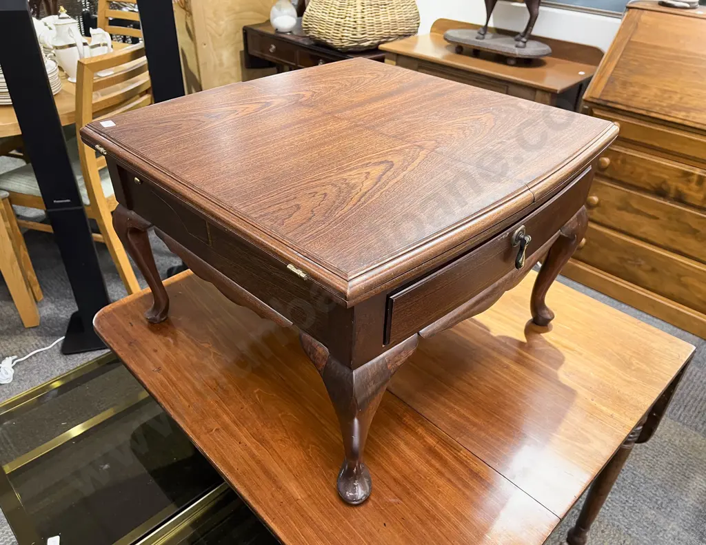 Reproduction Chess Table with Drawer of Heavy Metal Egyptian Style Pieces Image 1++