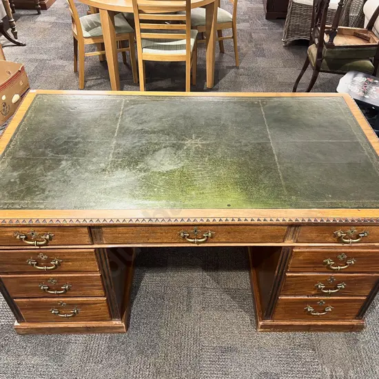 Edwardian Mahogany Leather Top Pedestal Desk