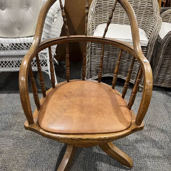Oak Spindle Back Captain's Chair