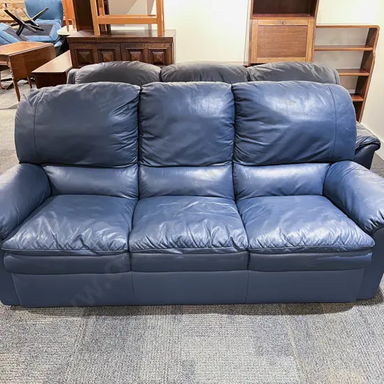 Modern Mid BlueTwo Piece Leather Lounge Suite