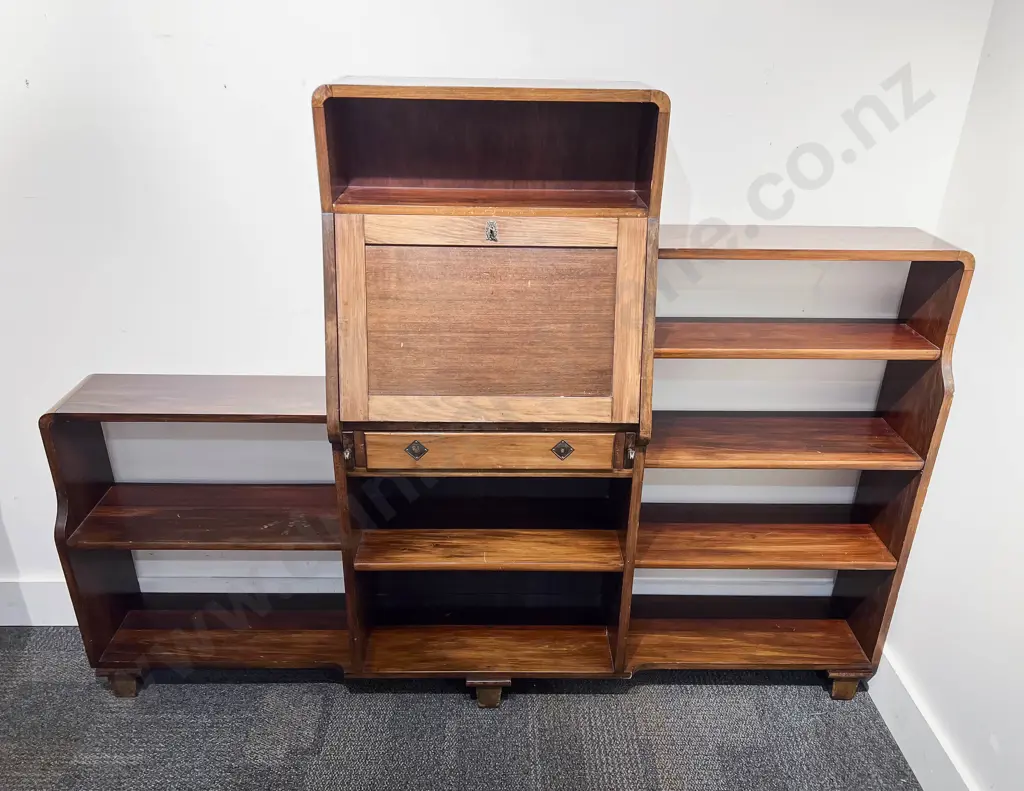 Sectional Open Bookcase with Central Writing Bureau Image 1++