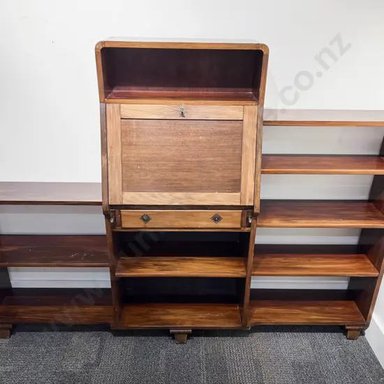 Sectional Open Bookcase with Central Writing Bureau