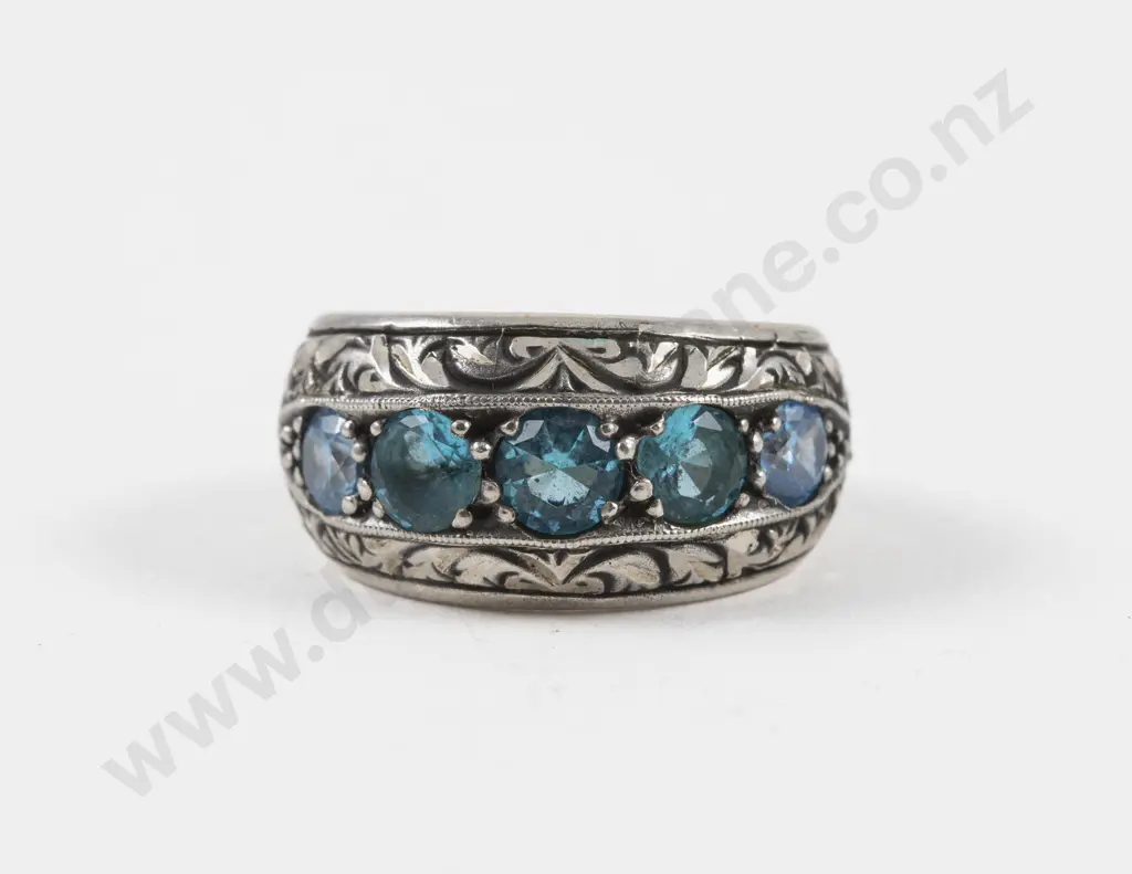 S/S Five Stone Topaz Fancy Band Ring Image 1++