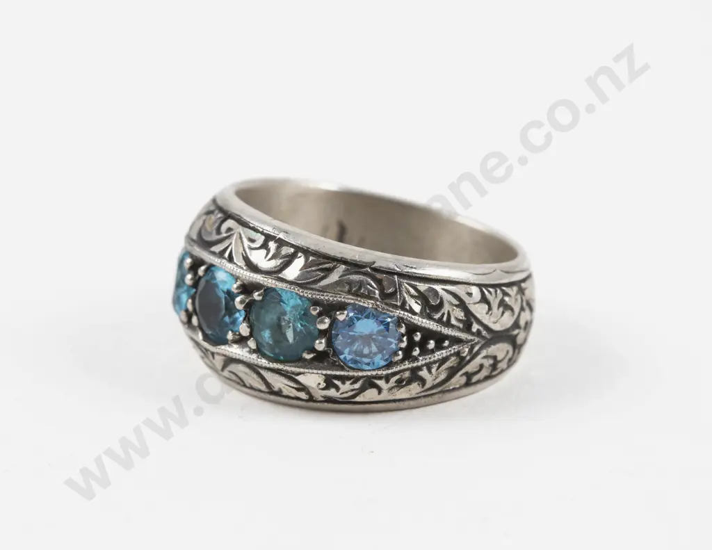 S/S Five Stone Topaz Fancy Band Ring Image 1++