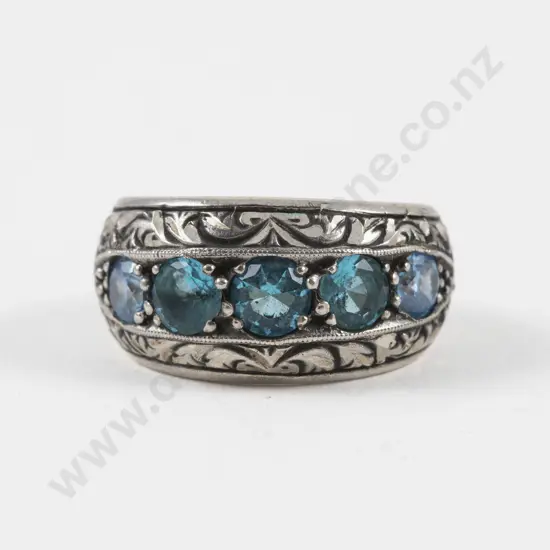 S/S Five Stone Topaz Fancy Band Ring