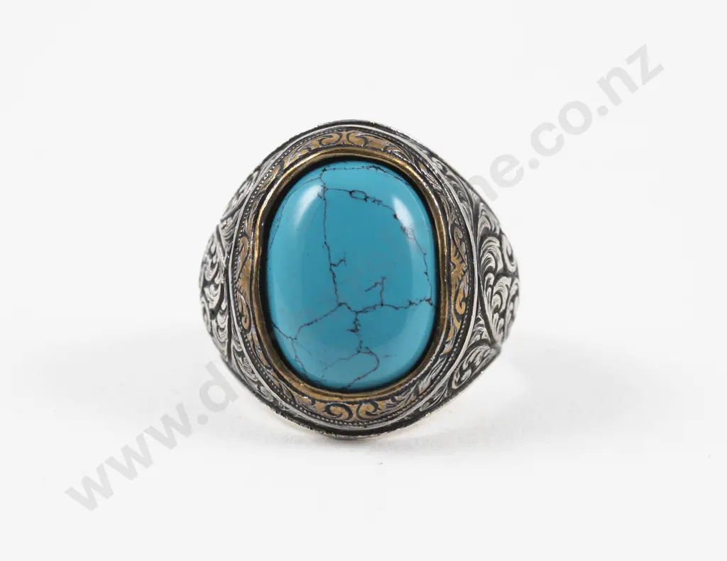 S/S Single Stone Turquoise Ring Image 1++