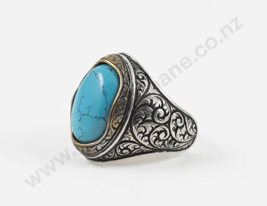 S/S Single Stone Turquoise Ring Image 1++