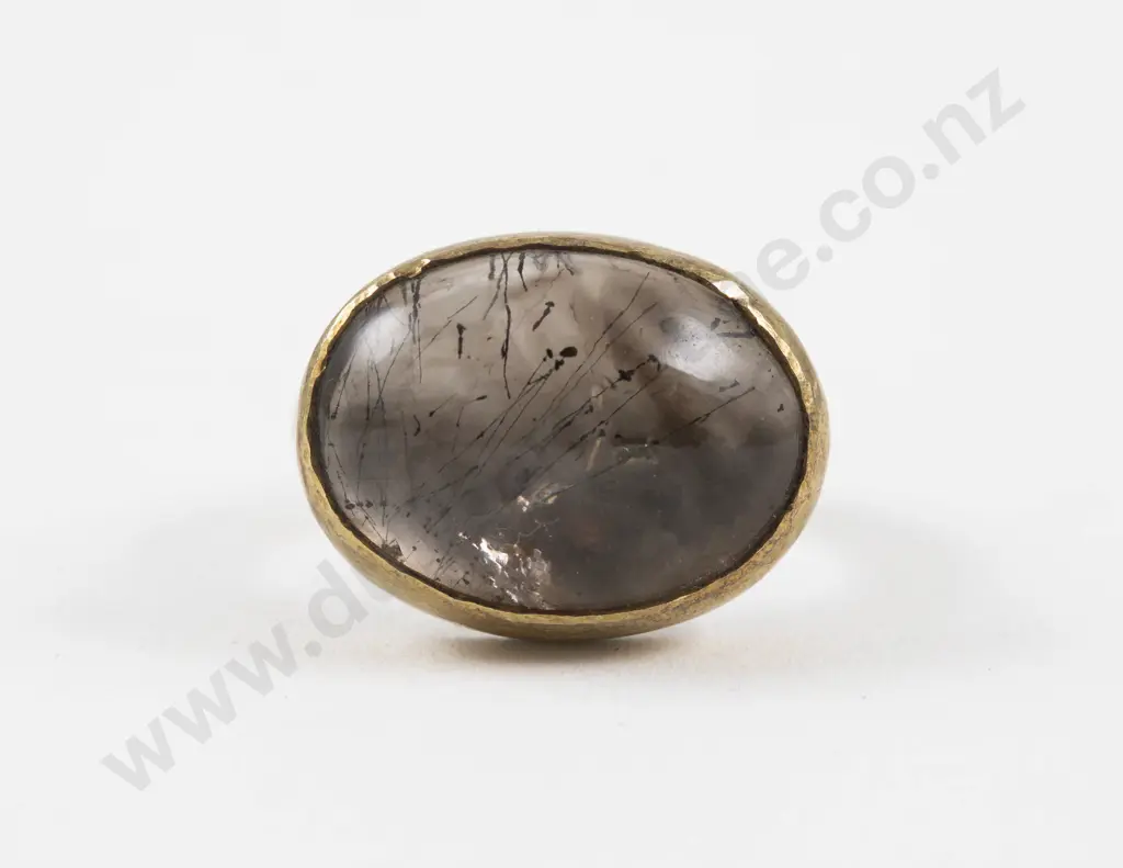 14ct Gold and S/S Single Stone Rutilated Quartz Dress Ring Image 1++