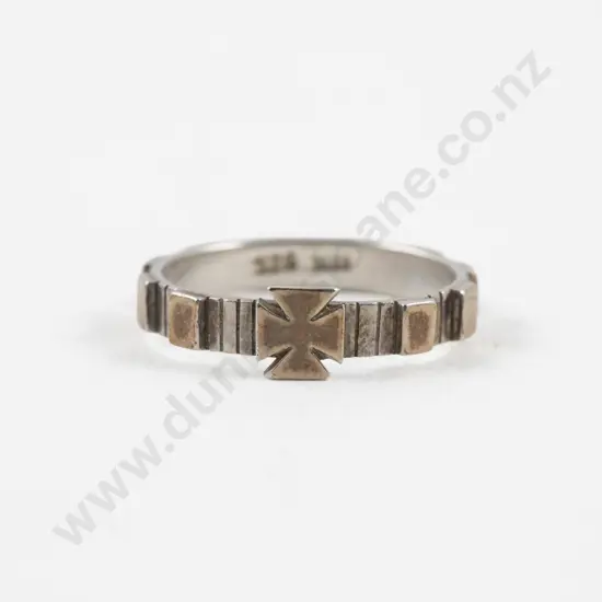 18ct and S/S Fancy Cross Band Ring