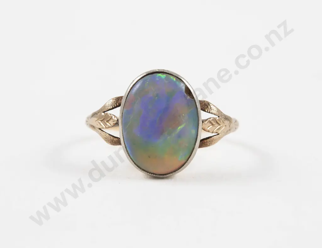 Victorian 15ct Single Stone Opal Ring Image 1++