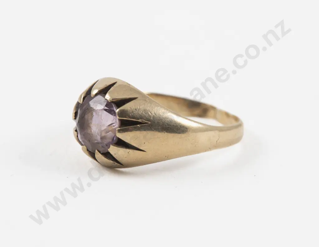 9ct Single Stone Amethyst Ring Image 1++