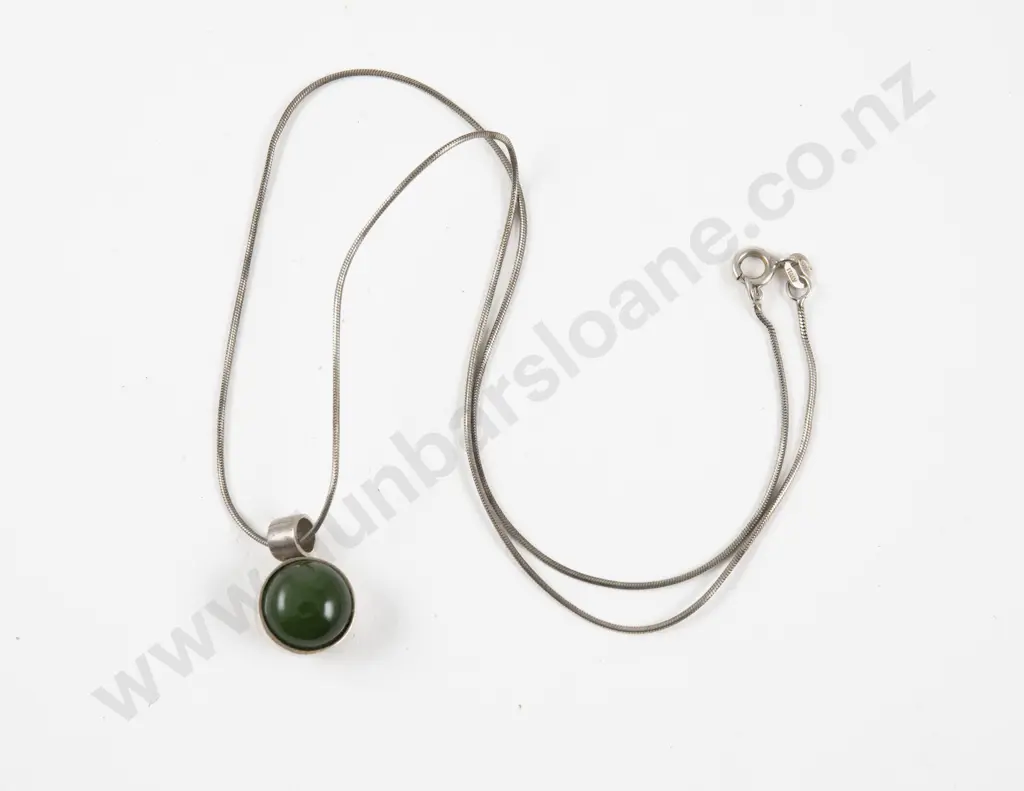 S/S Single Stone Jade Pendant Image 1++