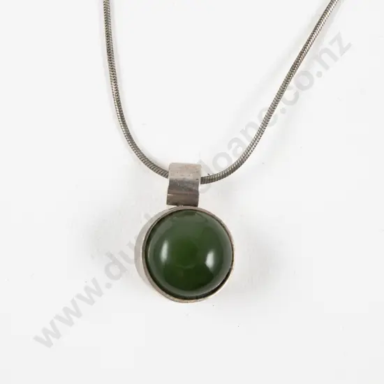 S/S Single Stone Jade Pendant