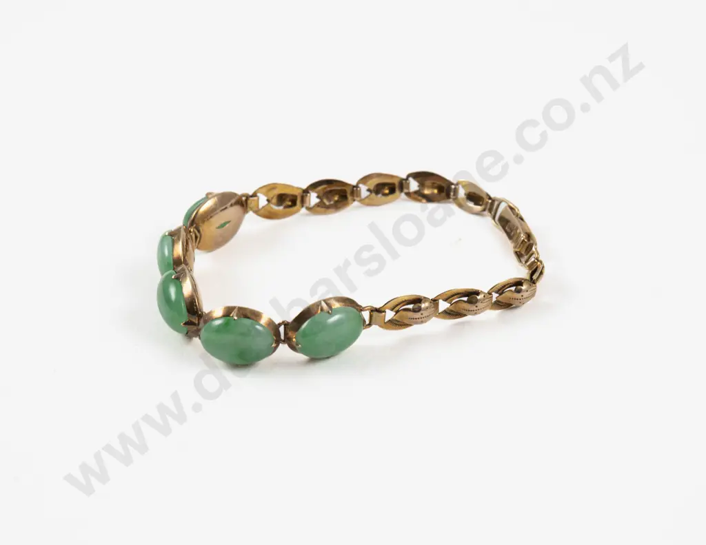 14ct Five Stone Jade Bracelet Image 1++