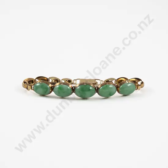 14ct Five Stone Jade Bracelet