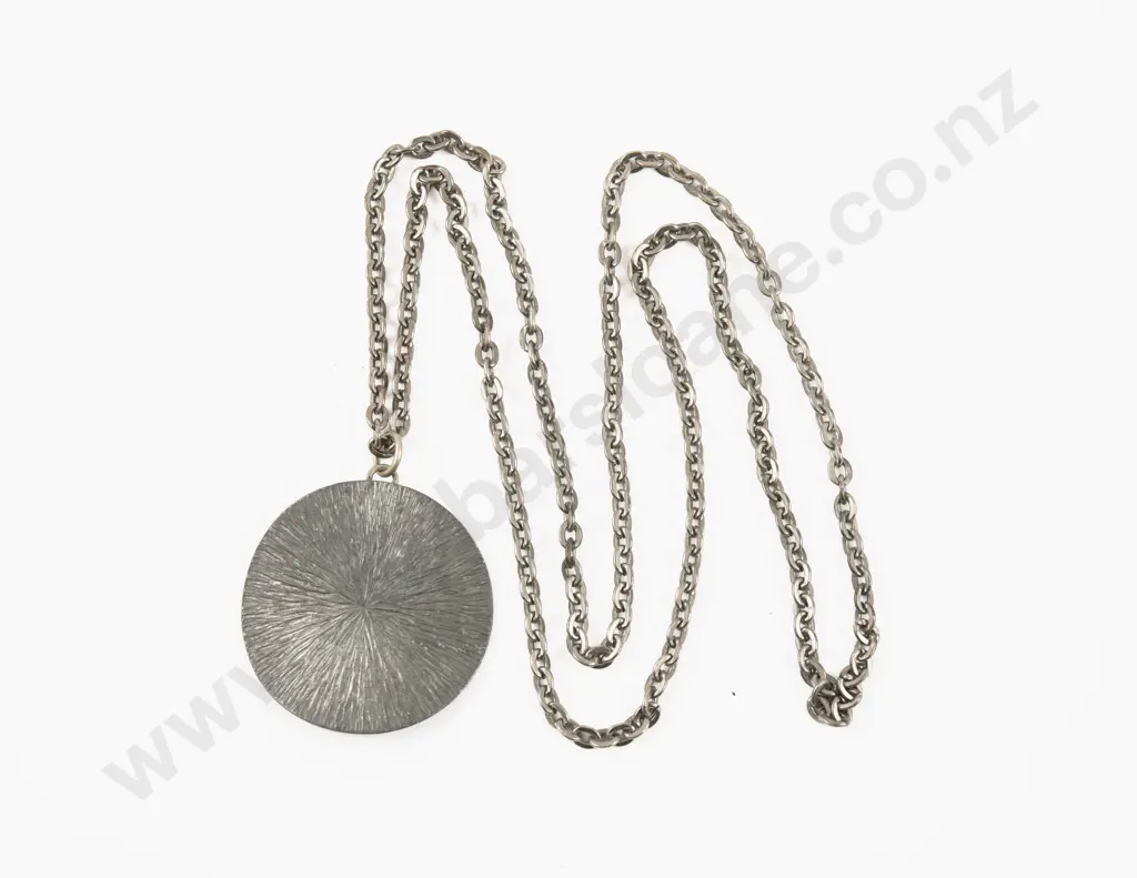 Jorgen Jensen Denmark Pewter No. 57A Circular Pendant on Neck Chain Image 1++