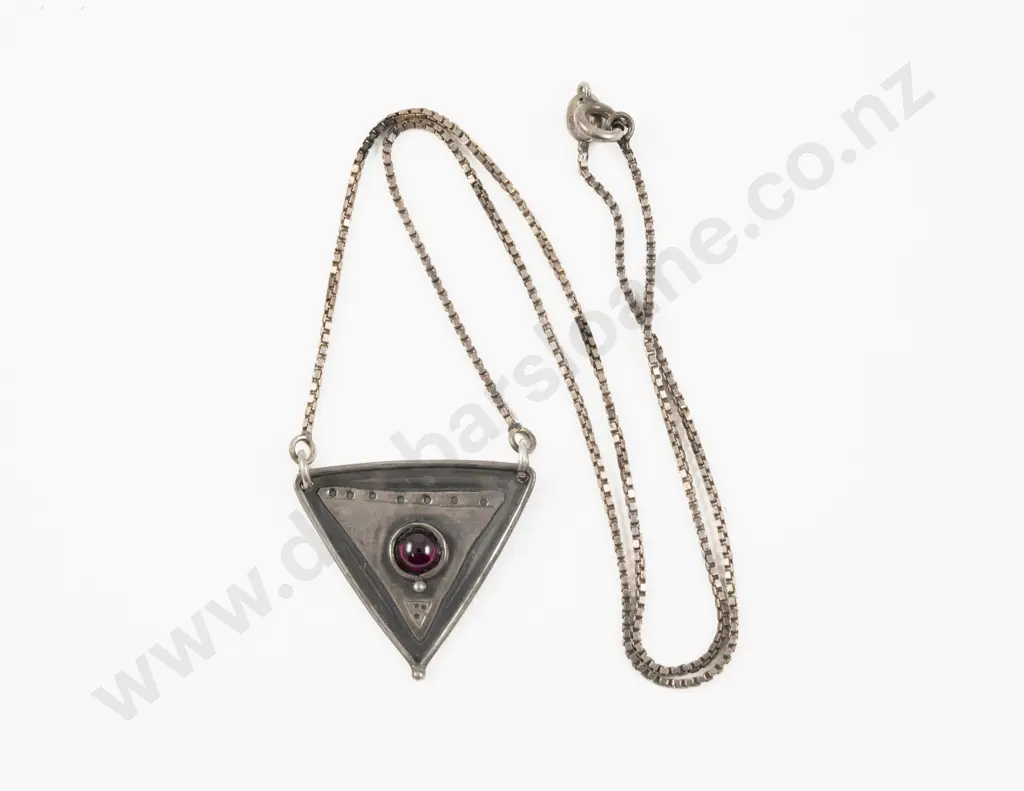 Yumi Ueno (Japanese/American) Artisan Made Silver Garnet Pendant Image 1++