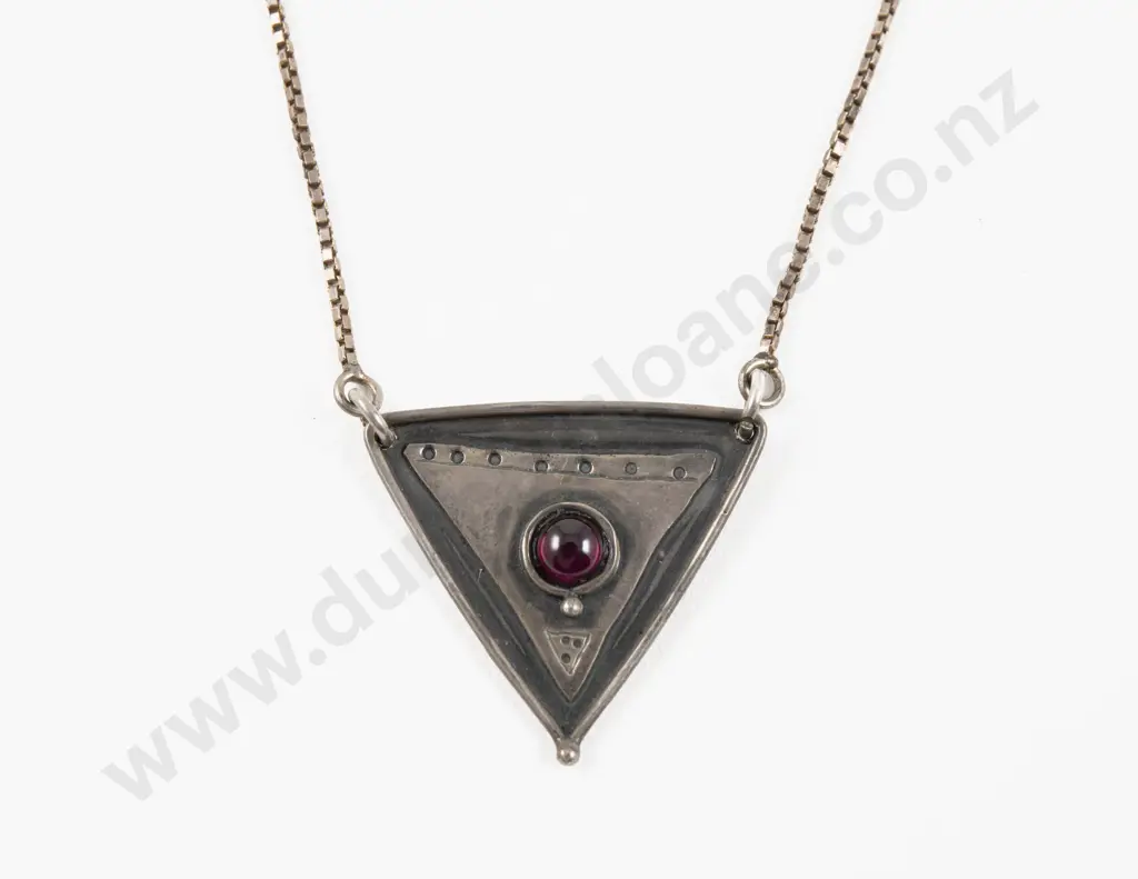 Yumi Ueno (Japanese/American) Artisan Made Silver Garnet Pendant Image 1++