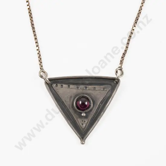 Yumi Ueno (Japanese/American) Artisan Made Silver Garnet Pendant