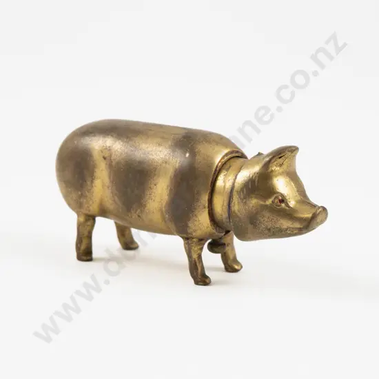 Vintage French Pig Brass Lipstick Holder