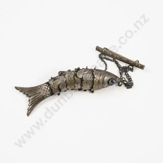 Vintage Silver Articulated Fish Brooch