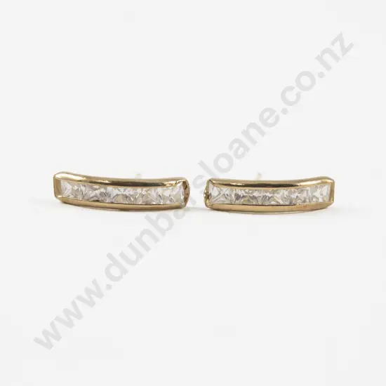 Pair 9ct Five Stone Diamond Stud Earrings
