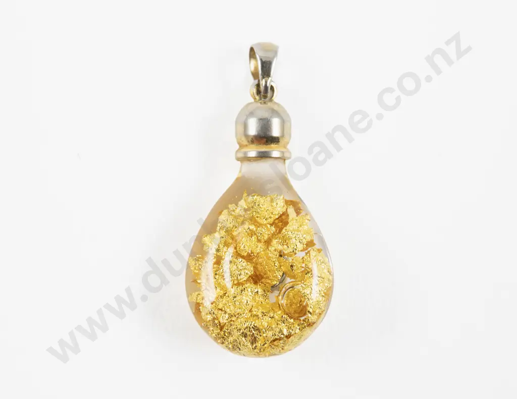Australian Gold Leaf and Opal Glass Pendant Image 1++