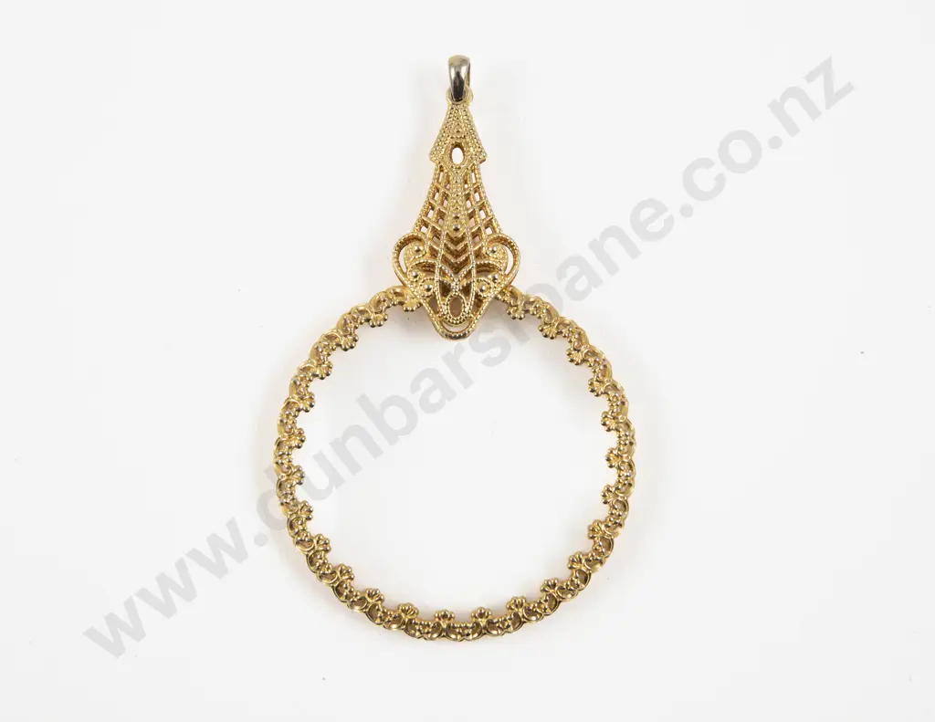 Vintage Gold Plated Filigree Style Magnifying Glass Pendant Image 1++
