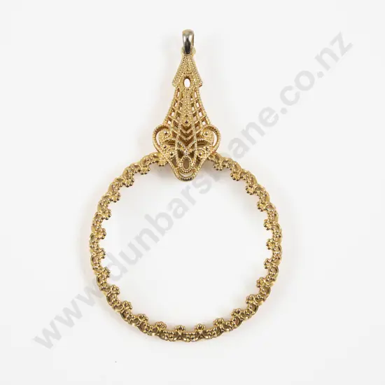 Vintage Gold Plated Filigree Style Magnifying Glass Pendant