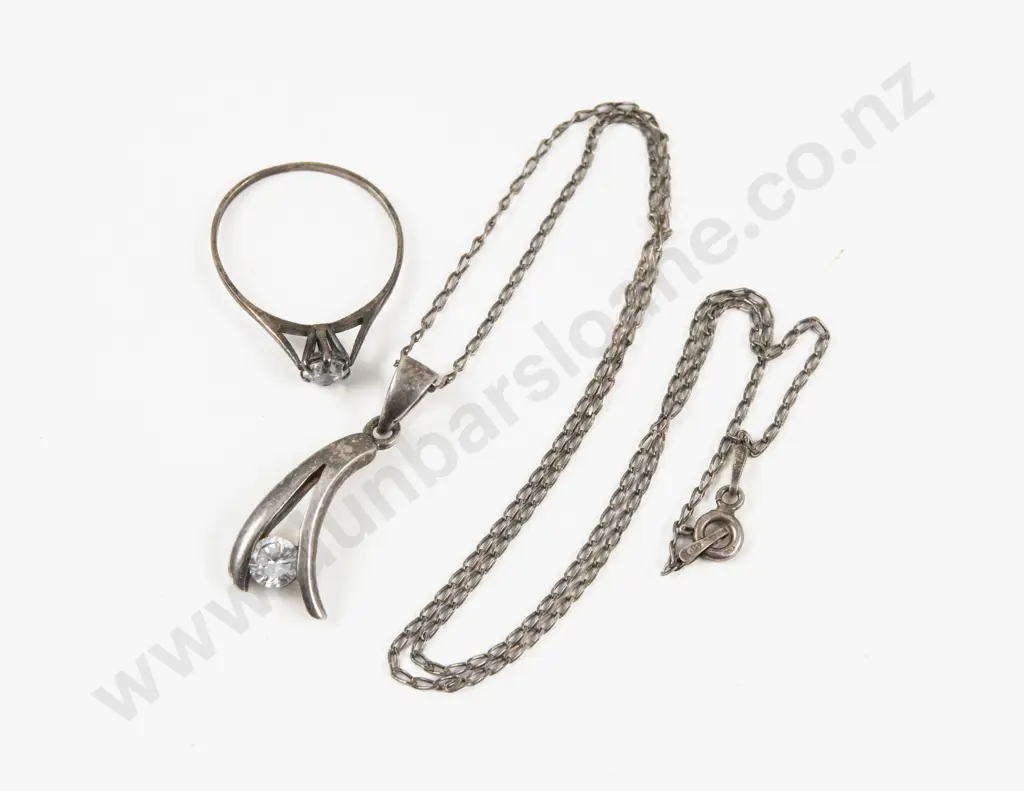 S/S Single Cubic Zirconia Pendant Image 1++