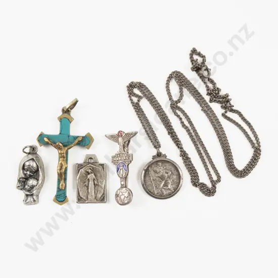 Collection of S/S Religious Pendants and Brooch