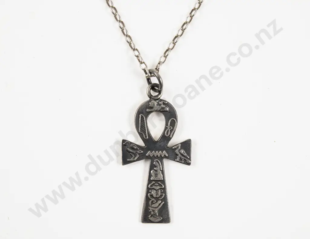 Egyptian Silver Engraved Ankh Pendant Image 1++